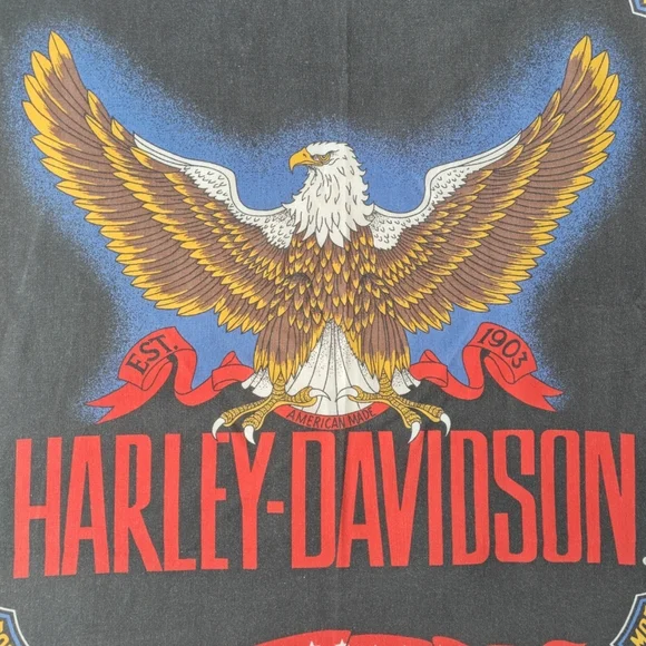 Harley Davidson Motorcycles‎ American Eagle Black Bandana Logo Made In USA - Picture 2 of 4